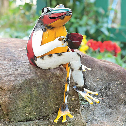 Recycled Metal Coffee Frog Garden Art | Plow & Hearth