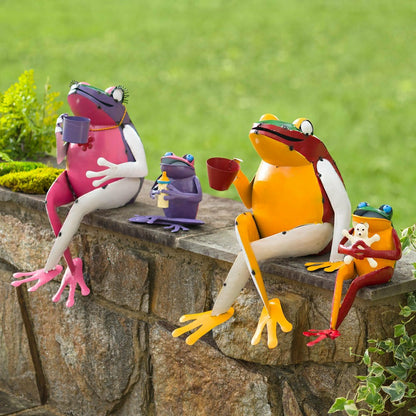 Recycled Metal Coffee Frog Garden Art | Plow & Hearth