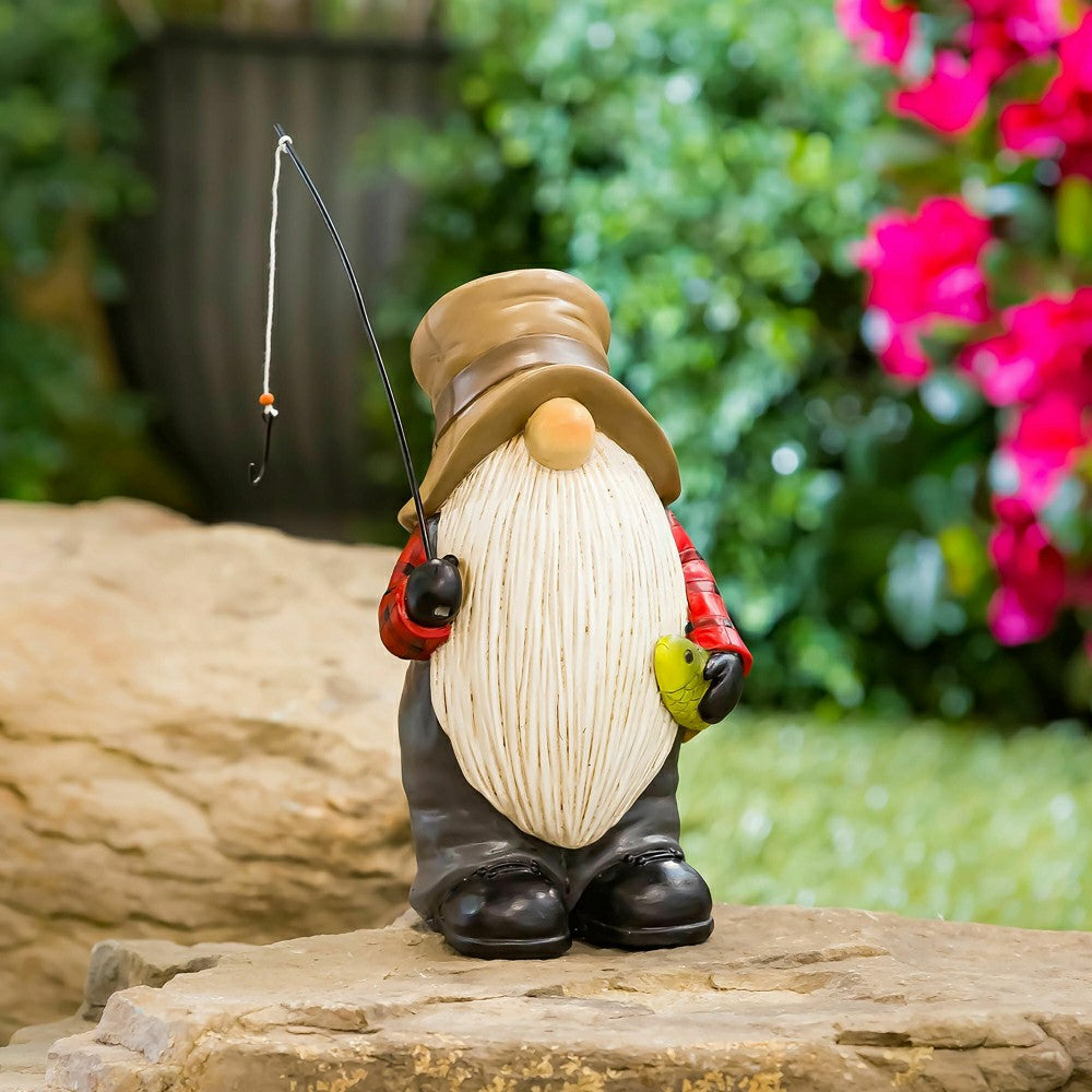 8"H Fishing Gnome Garden Statuary | Plow & Hearth