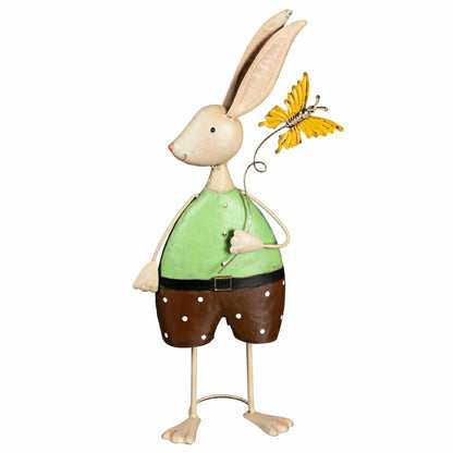 Metal Bunny With Butterfly Garden Statue | Plow & Hearth