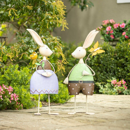 Metal Bunny With Butterfly Garden Statue | Plow & Hearth