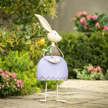 Metal Bunny With Flower Garden Statue | Plow & Hearth