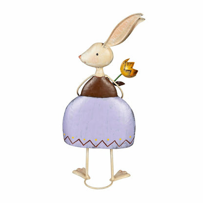 Metal Bunny With Flower Garden Statue | Plow & Hearth