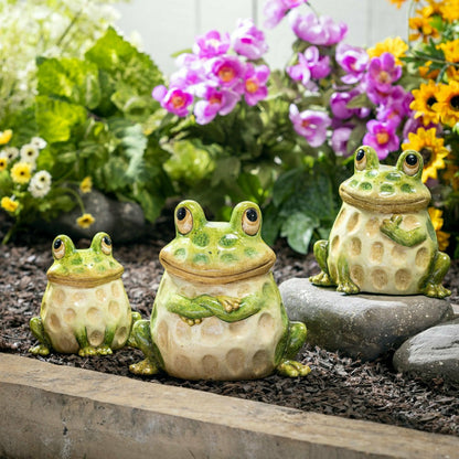 Frog Family Ceramic Statue, Set of 3, 7" H | Plow & Hearth
