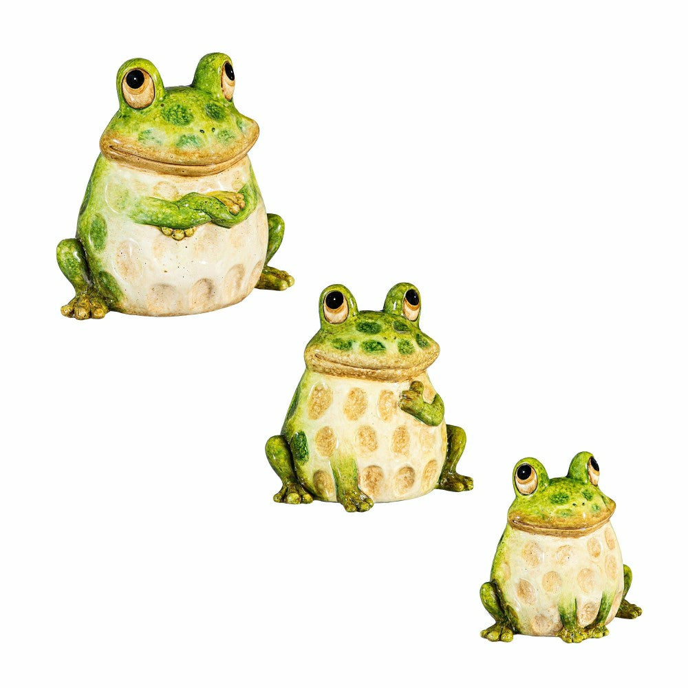 Frog Family Ceramic Statue, Set of 3, 7" H | Plow & Hearth