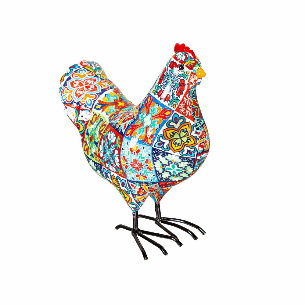 Indoor/Outdoor Tile-Inspired Rooster and Hen Statue Set | Plow & Hearth