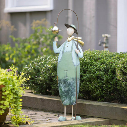 Metal Flower Farmer Statue | Plow & Hearth