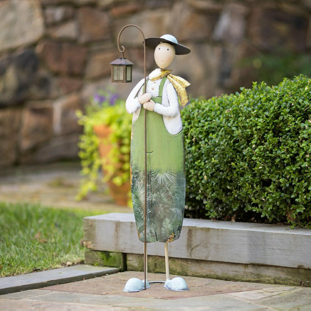Metal Lantern Farmer Statue | Plow & Hearth