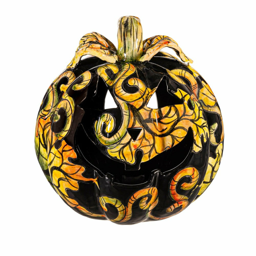 Autumn Floral Large Ceramic Talavera Pumpkin | Plow & Hearth
