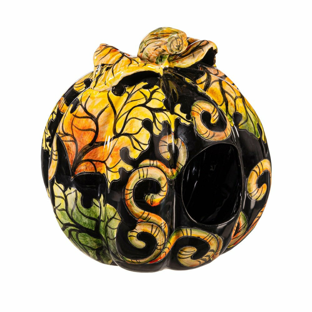 Autumn Floral Large Ceramic Talavera Pumpkin | Plow & Hearth