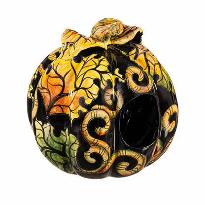 Autumn Floral Large Ceramic Talavera Pumpkin | Plow & Hearth