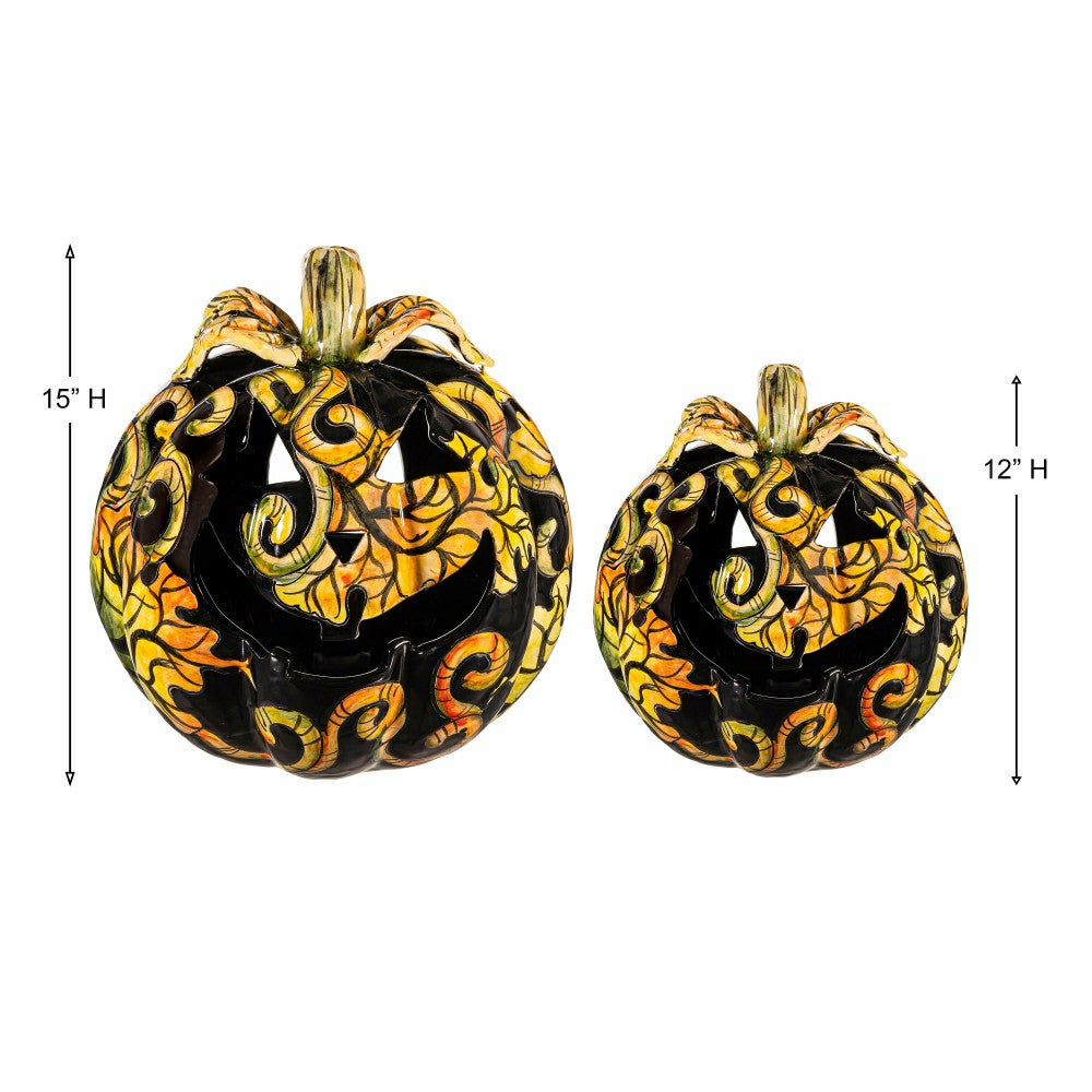 Autumn Floral Large Ceramic Talavera Pumpkin | Plow & Hearth