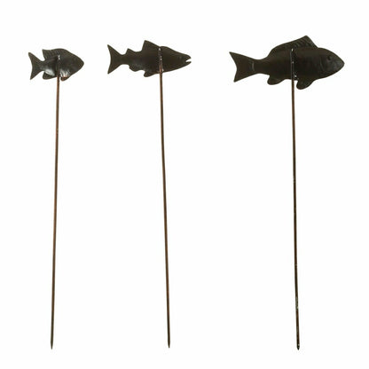 Verdigris Metal Fish Garden Stakes, Set of 3 | Plow & Hearth