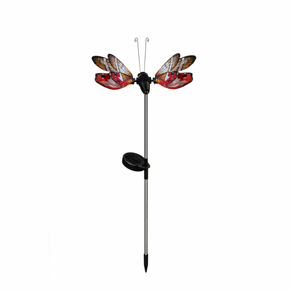 Flutterfly Solar Garden Stake, Red | Plow & Hearth