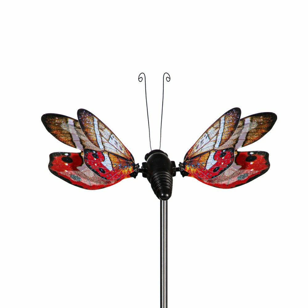 Flutterfly Solar Garden Stake, Red | Plow & Hearth