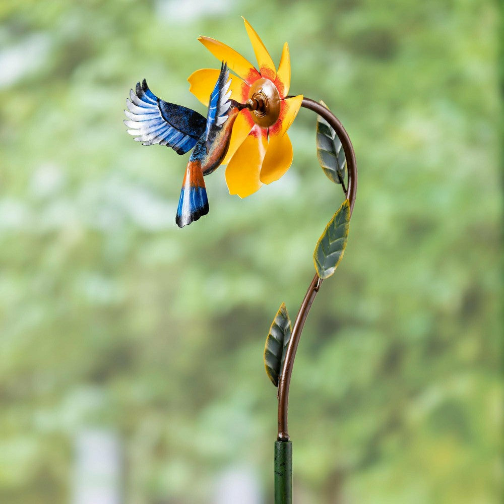 Metal Bird and Yellow Flower Spinner | Plow & Hearth