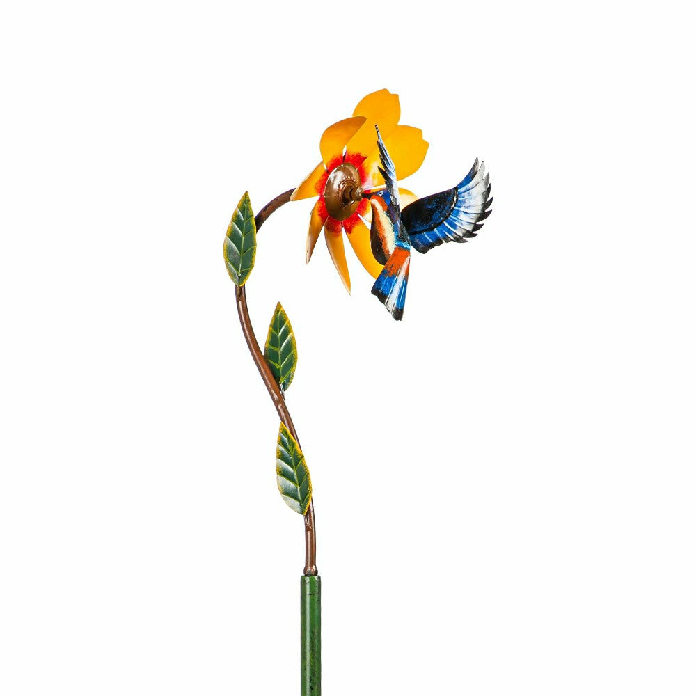 Metal Bird and Yellow Flower Spinner | Plow & Hearth