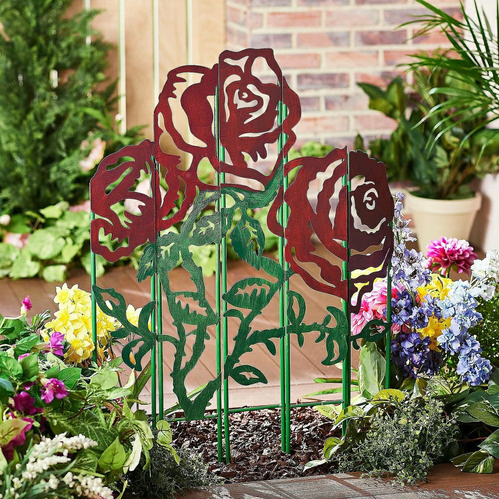 Metal Rose Garden Landscape Panel Stakes, 5-Panel Set | Plow & Hearth