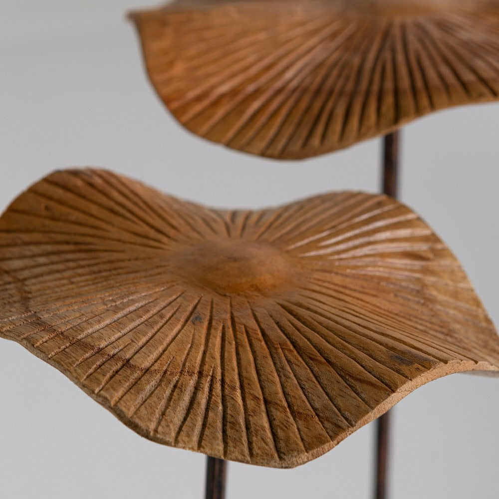 VivaStyle Garden Stake, Hand-Carved Wood Mushroom Garden Stake, Set of | Plow & Hearth