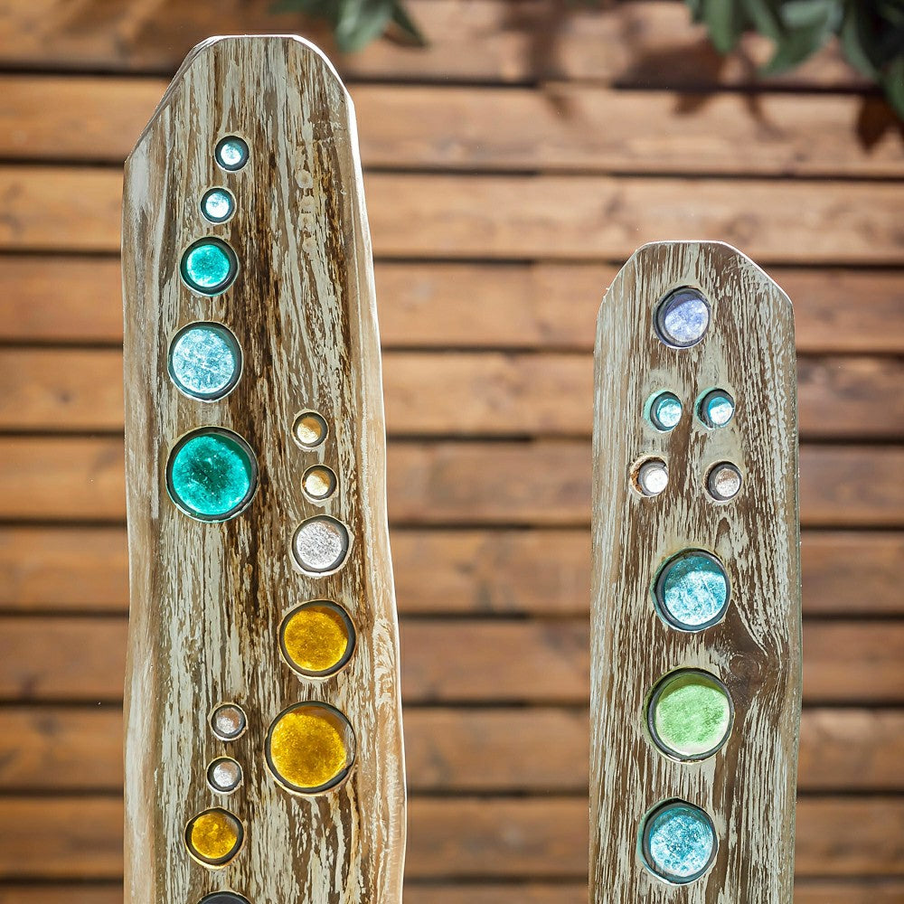 Natural Driftwood Colorful Glass Statuary | Plow & Hearth