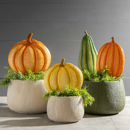 Metal Pumpkin Garden Stakes, Set of 4 | Plow & Hearth