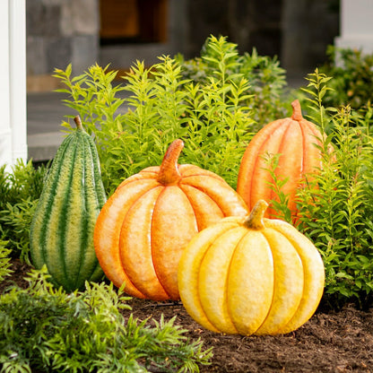 Metal Pumpkin Garden Stakes, Set of 4 | Plow & Hearth
