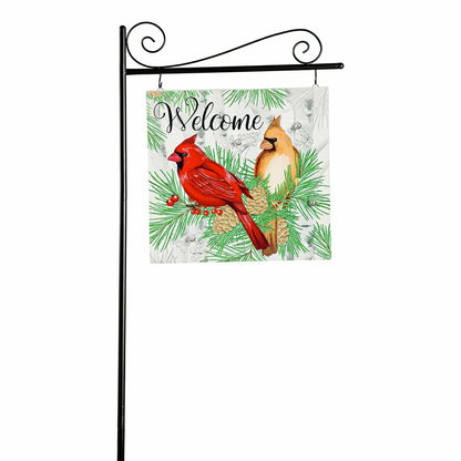 Winter Cardinal Couple Solar Greeter Stake, 55"H | Plow & Hearth