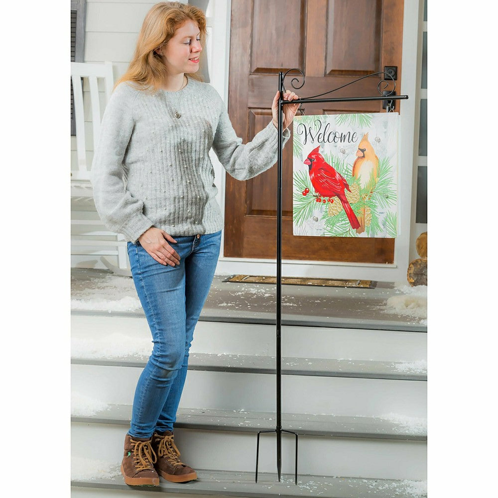 Winter Cardinal Couple Solar Greeter Stake, 55"H | Plow & Hearth