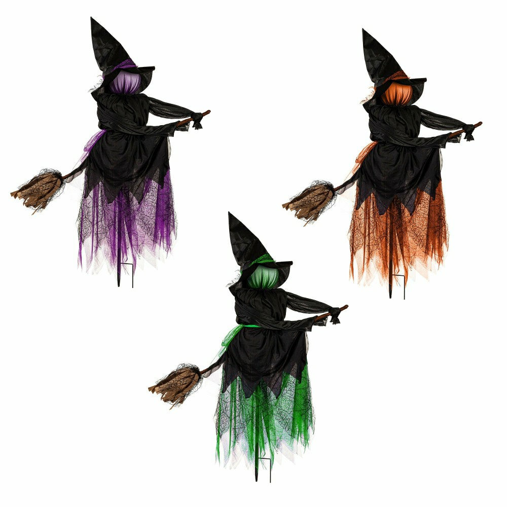Lighted Witch Stakes with Brooms, Set of 3 | Plow & Hearth