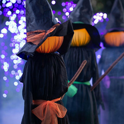 Lighted Witch Stakes with Brooms, Set of 3 | Plow & Hearth
