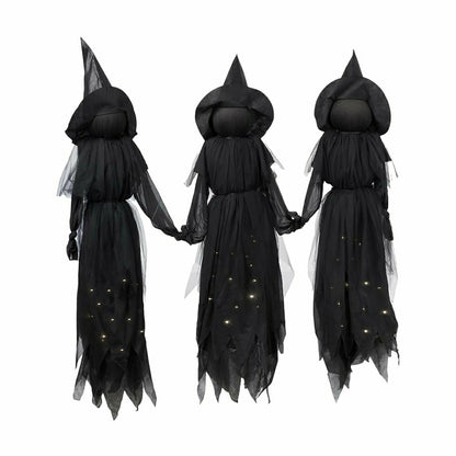 Set of 3 Glowing Halloween Garden Witches with Sparkled LED Dresses | Plow & Hearth