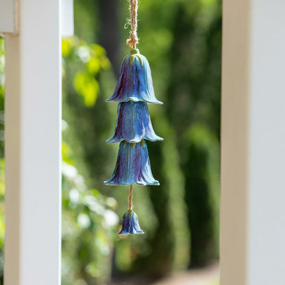 Blue Ceramic Flower Garden Bells Wind Chime | Plow & Hearth