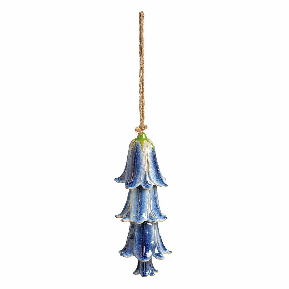 Blue Ceramic Flower Garden Bells Wind Chime | Plow & Hearth