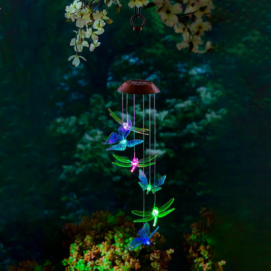 Dragonfly & Butterfly Color Changing Solar Mobile | Plow & Hearth