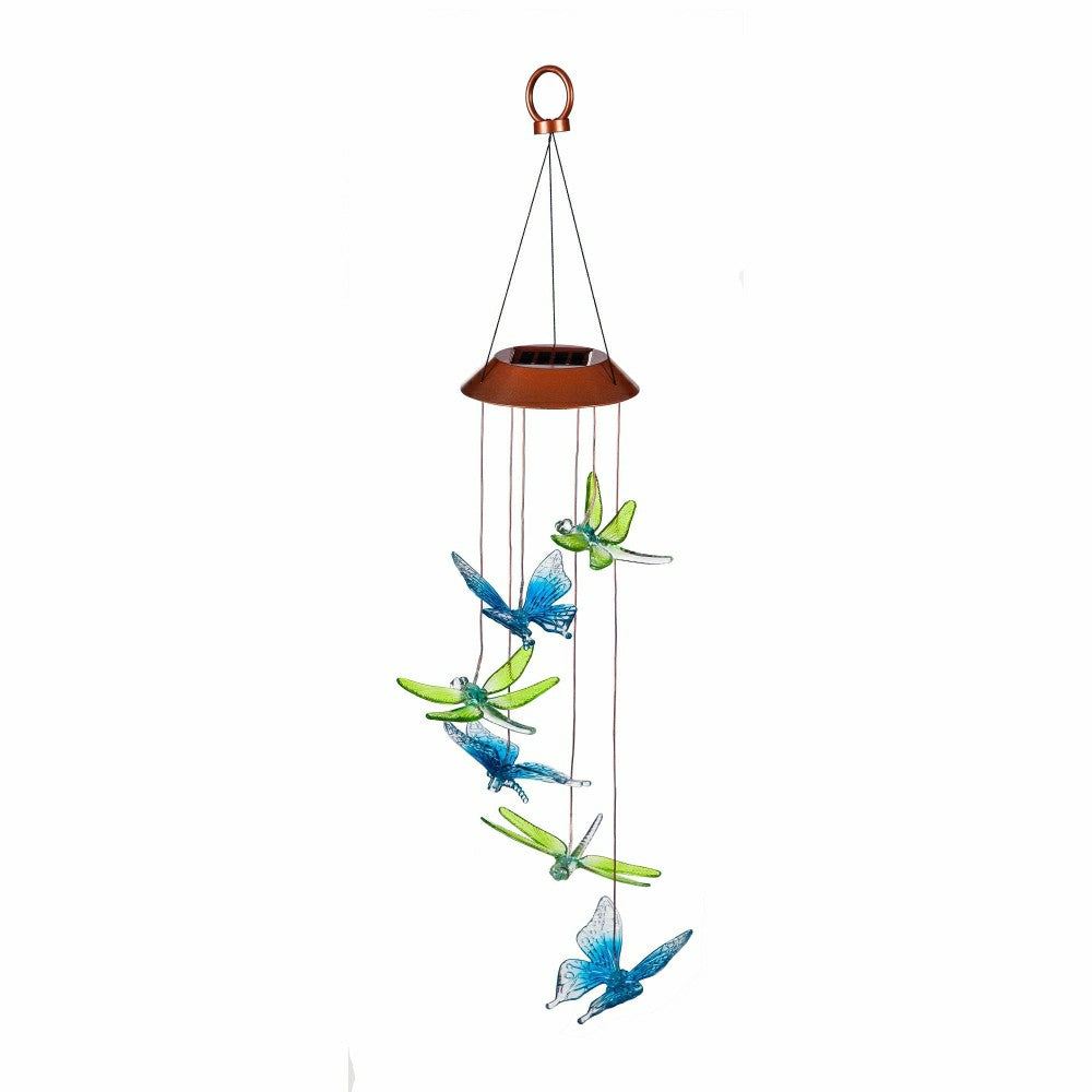 Dragonfly & Butterfly Color Changing Solar Mobile | Plow & Hearth