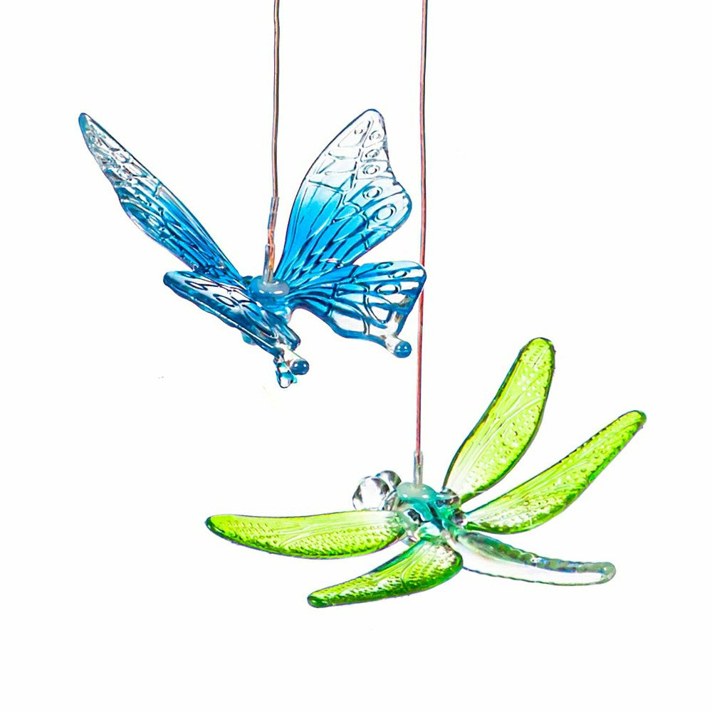 Dragonfly & Butterfly Color Changing Solar Mobile | Plow & Hearth