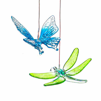 Dragonfly & Butterfly Color Changing Solar Mobile | Plow & Hearth