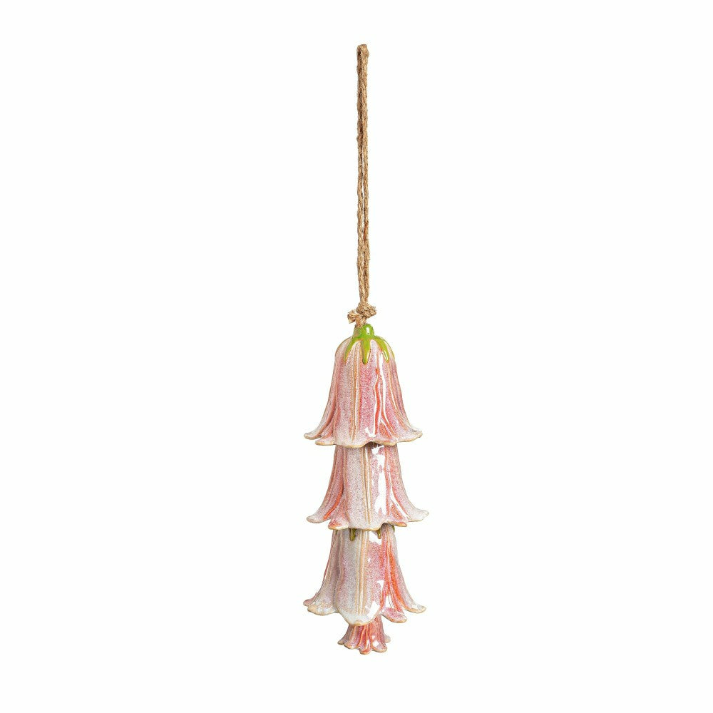 Pink Ceramic Flower Garden Bells Wind Chime | Plow & Hearth