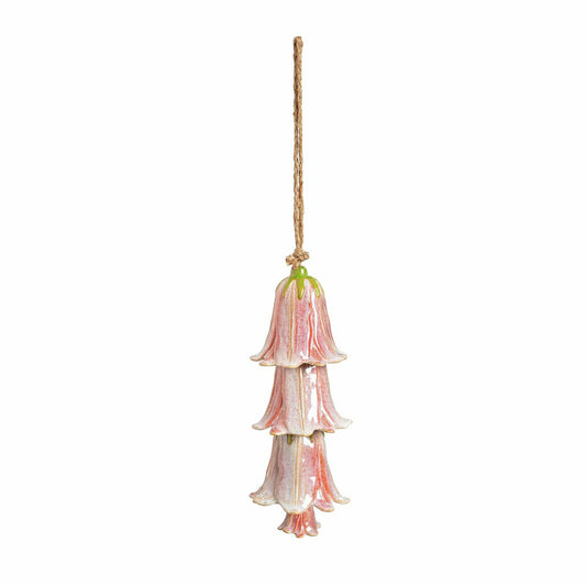 Pink Ceramic Flower Garden Bells Wind Chime | Plow & Hearth