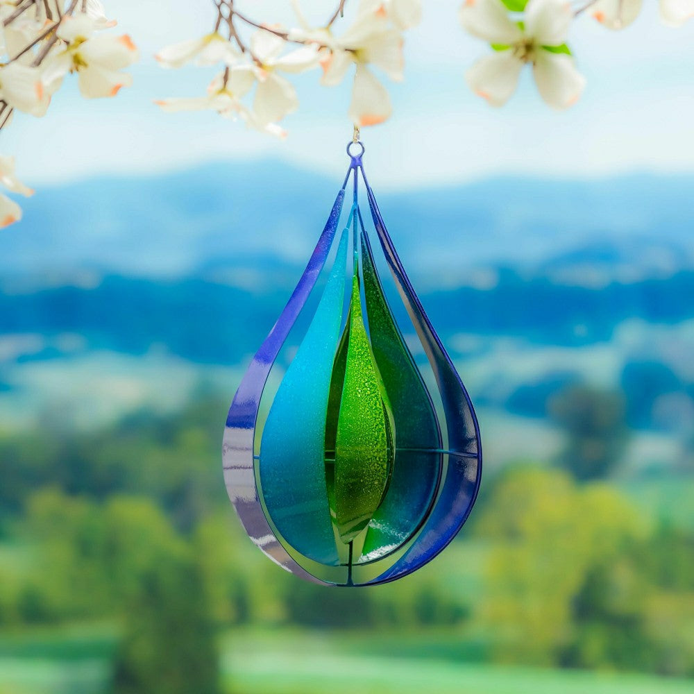 Blue & Green Teardrop Wind Spinner, 16"H | Plow & Hearth
