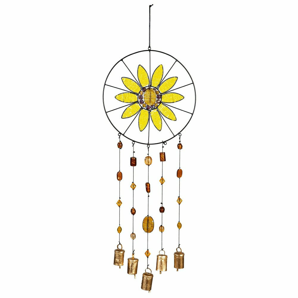 Sunflower Beaded Glass Wind Chime | Plow & Hearth
