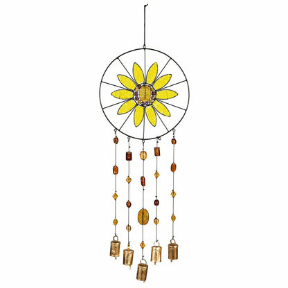 Sunflower Beaded Glass Wind Chime | Plow & Hearth
