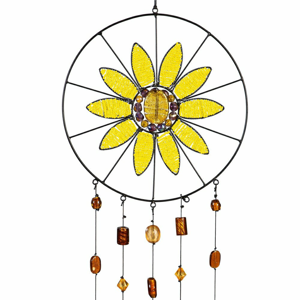 Sunflower Beaded Glass Wind Chime | Plow & Hearth