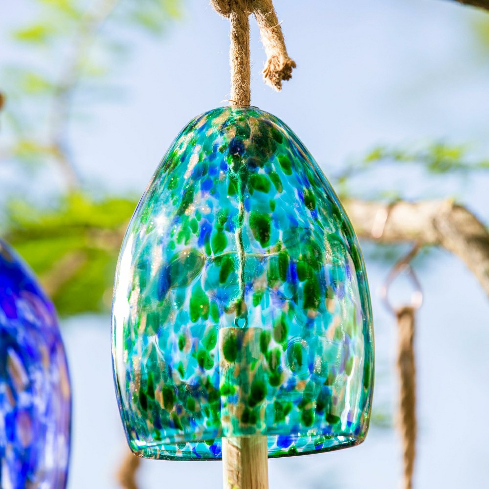 Art Glass Speckle Turquoise Bell Chime | Plow & Hearth