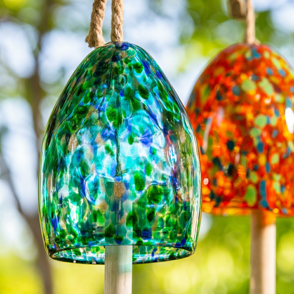 Art Glass Speckle Turquoise Bell Chime | Plow & Hearth