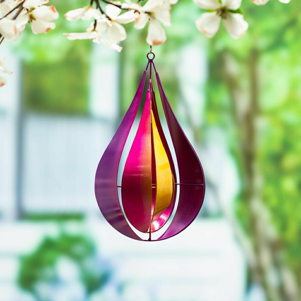 Pink & Yellow Teardrop Wind Spinner, 16"H | Plow & Hearth