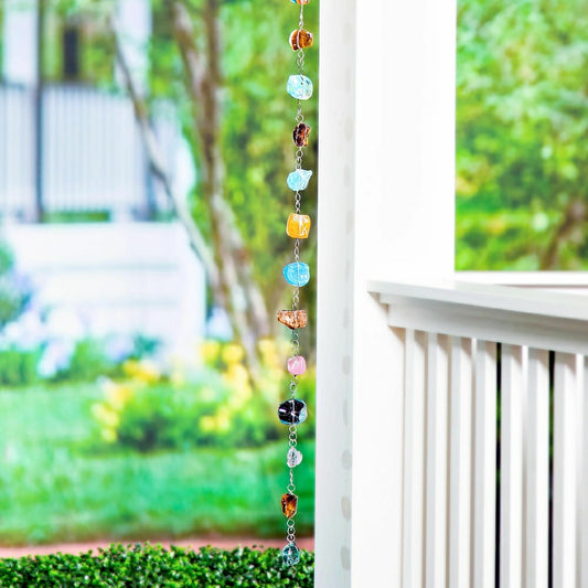 Cottage Garden Rain Chain, Multicolor Glass, 71" H | Plow & Hearth