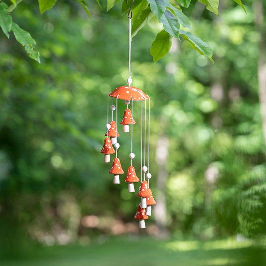 Red Mushroom Outdoor Ceramic Hanging Décor | Plow & Hearth