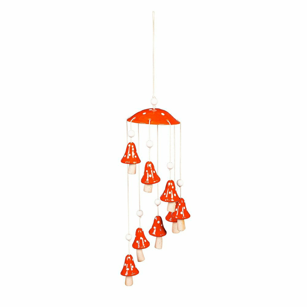 Red Mushroom Outdoor Ceramic Hanging Décor | Plow & Hearth