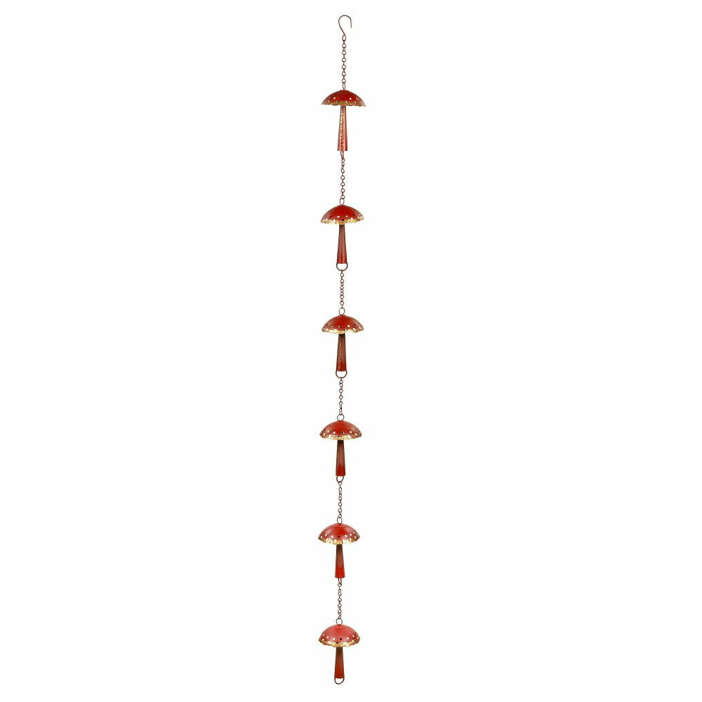 Red Mushroom Garden of Wonder Metal Rain Chain, 72" | Plow & Hearth
